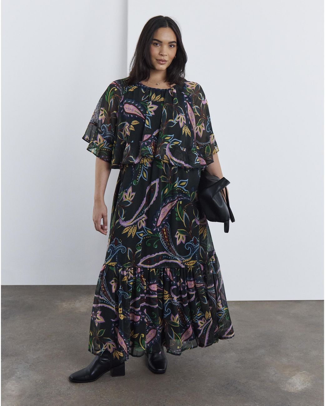 Simply Be Multicolor Paisley Cape Detail Maxi Dress