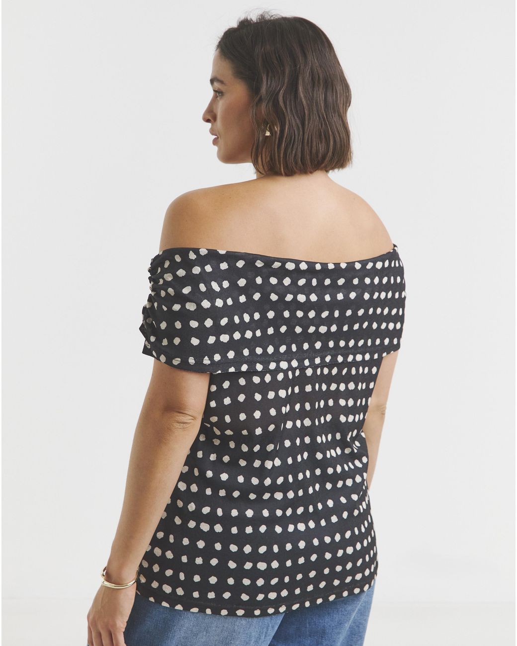 Simply Be Blue Short Sleeve Mesh Bardot Top