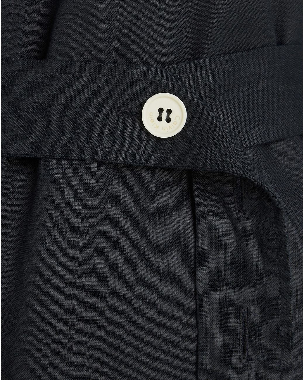 Calvin Klein Black Linen Midi Dress