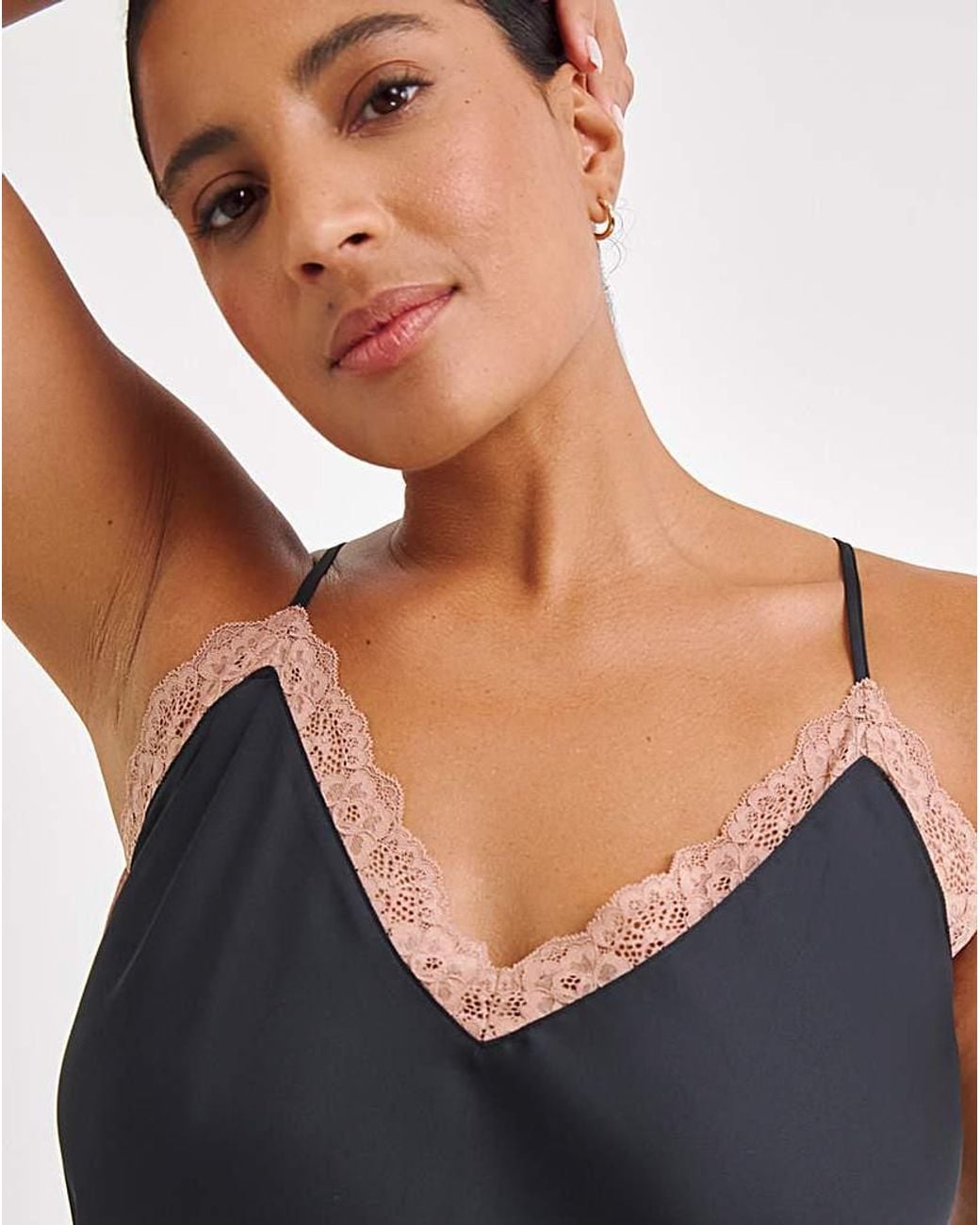 Figleaves Blue Stretch Satin Lace Chemise