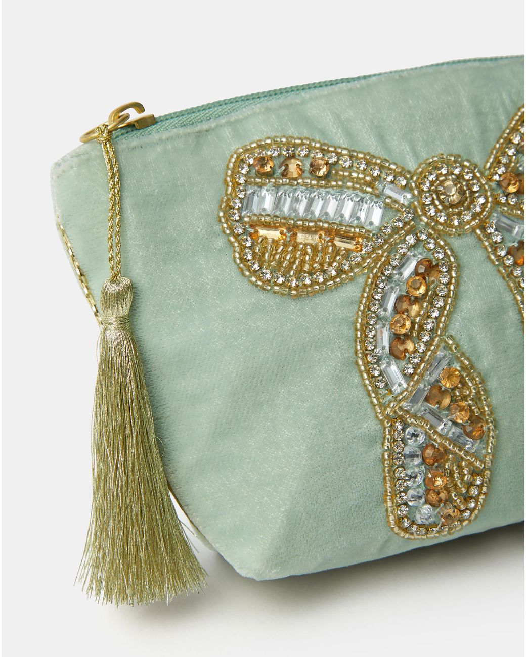 Accessorize Green Bow Velvet Coin Purse