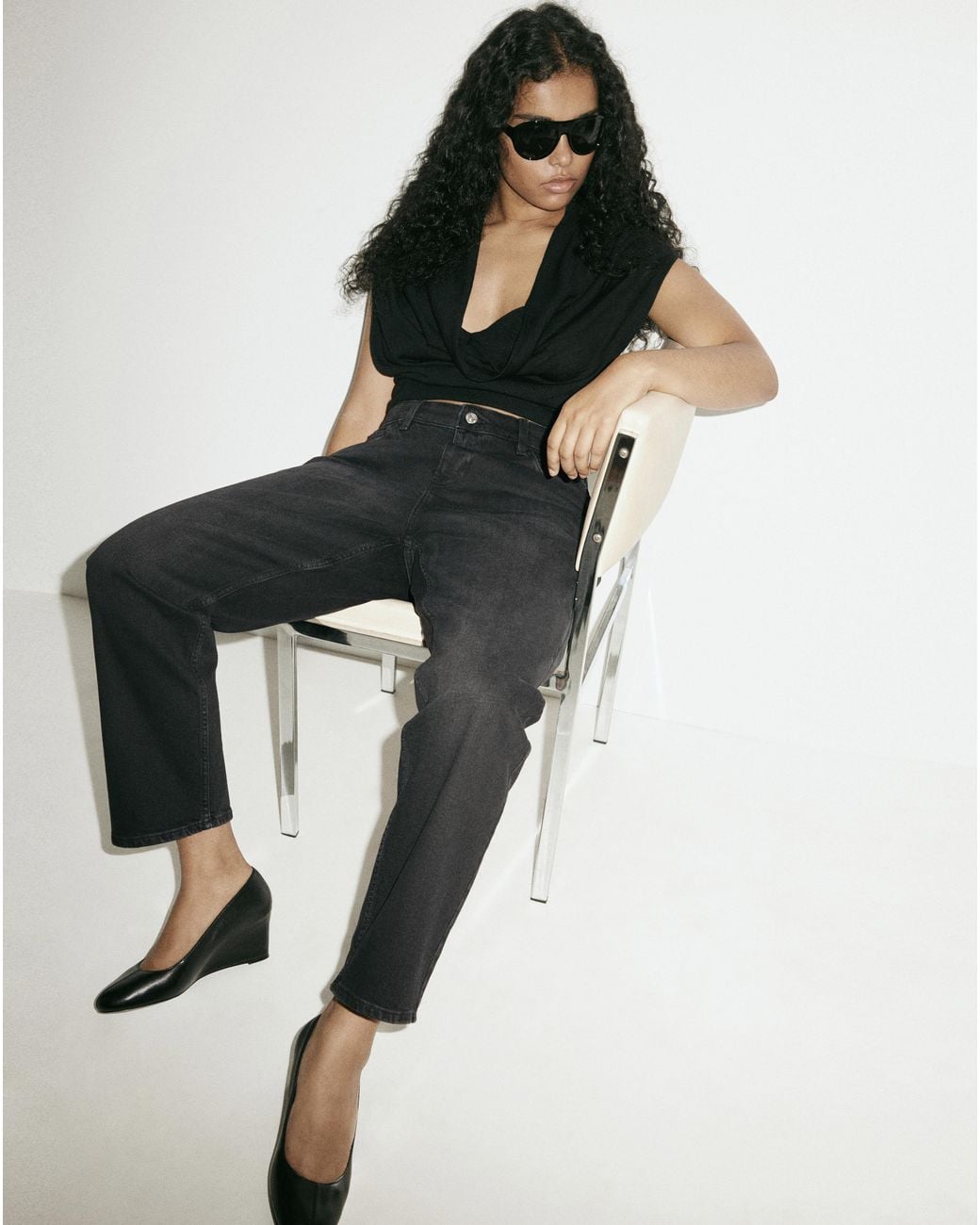 Mango Black Newmom High Rise Comfort Jean
