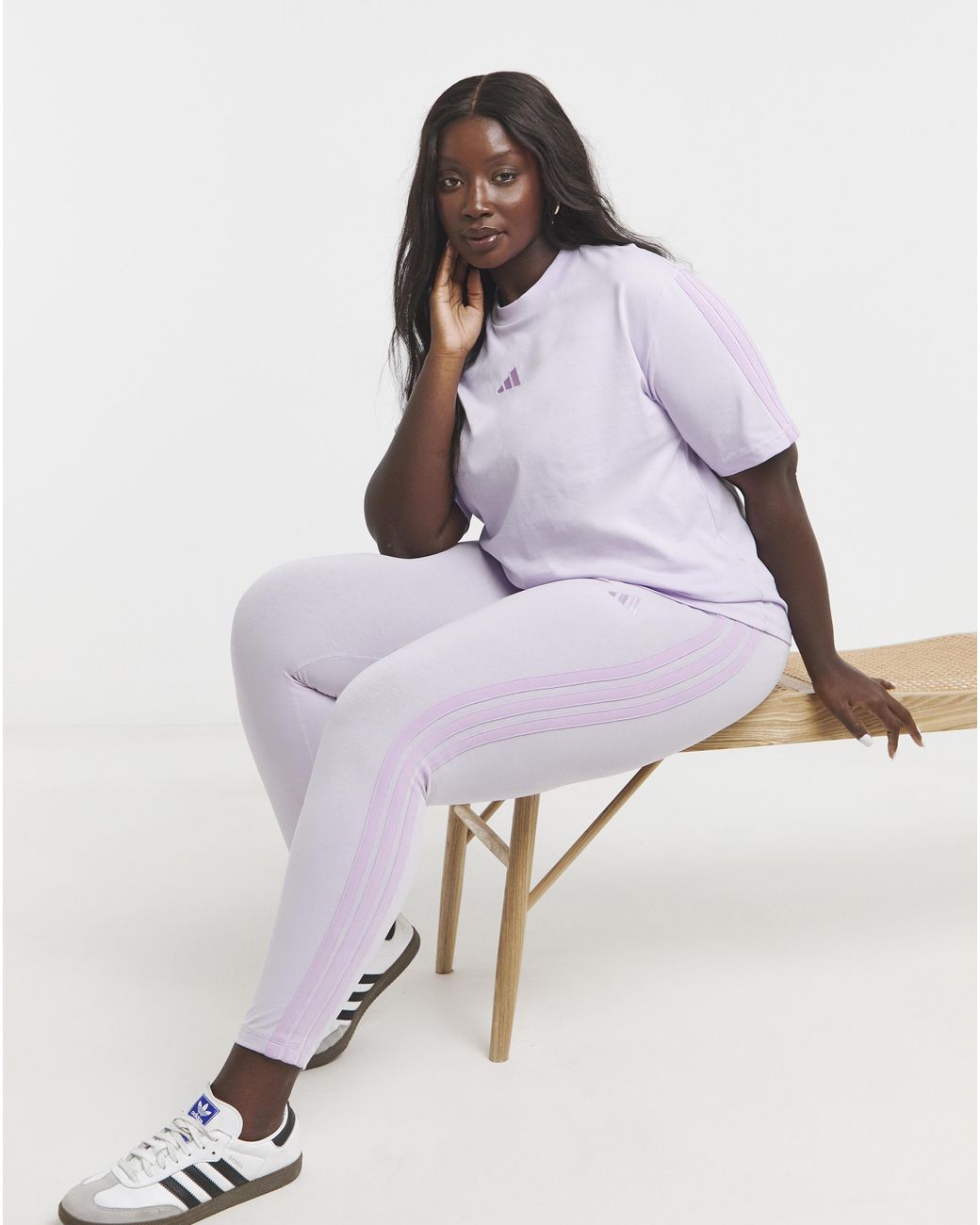 Adidas Purple 3 Stripes Leggings