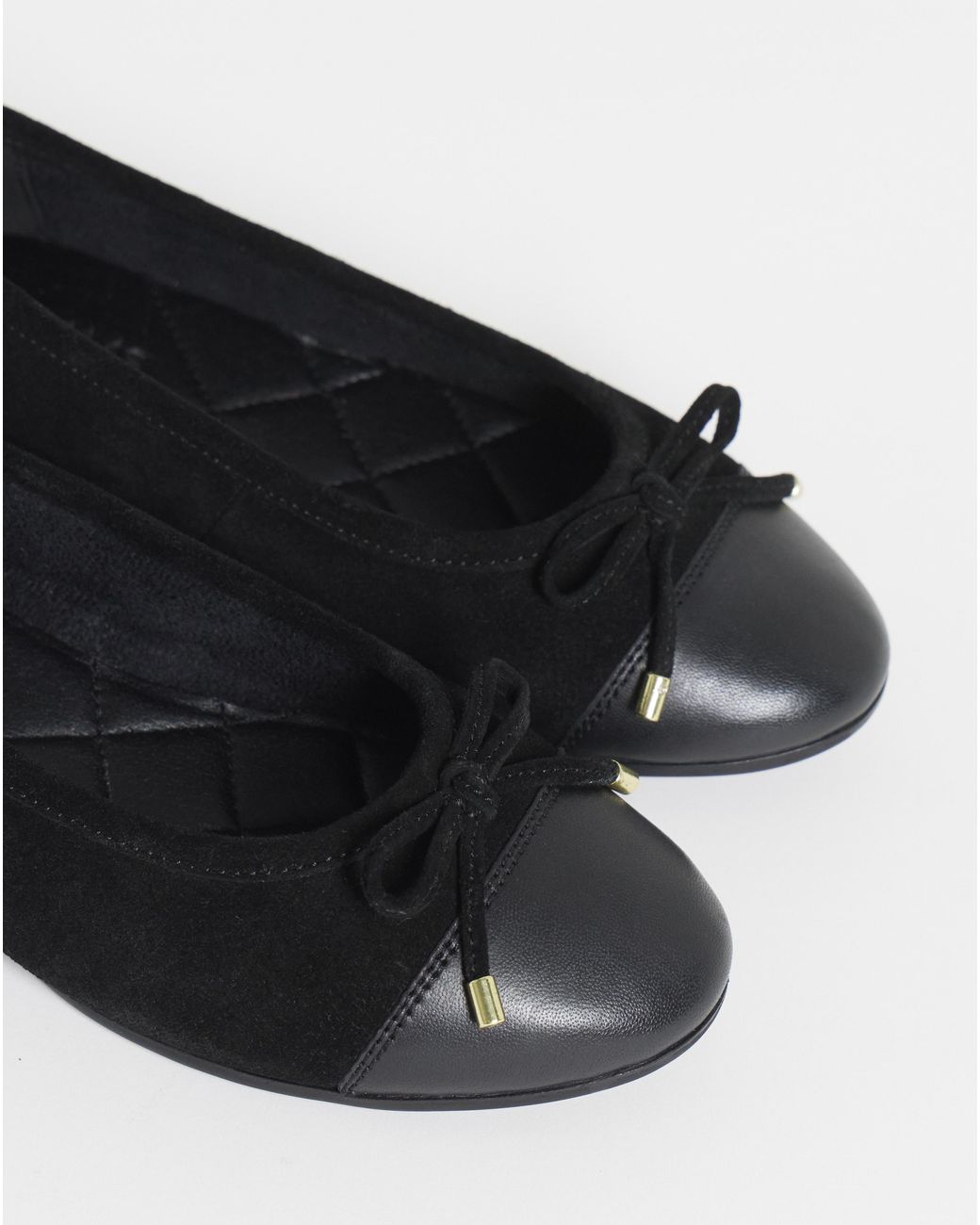JD Williams Black Classic Leather Ballerina Shoes Ex Wide
