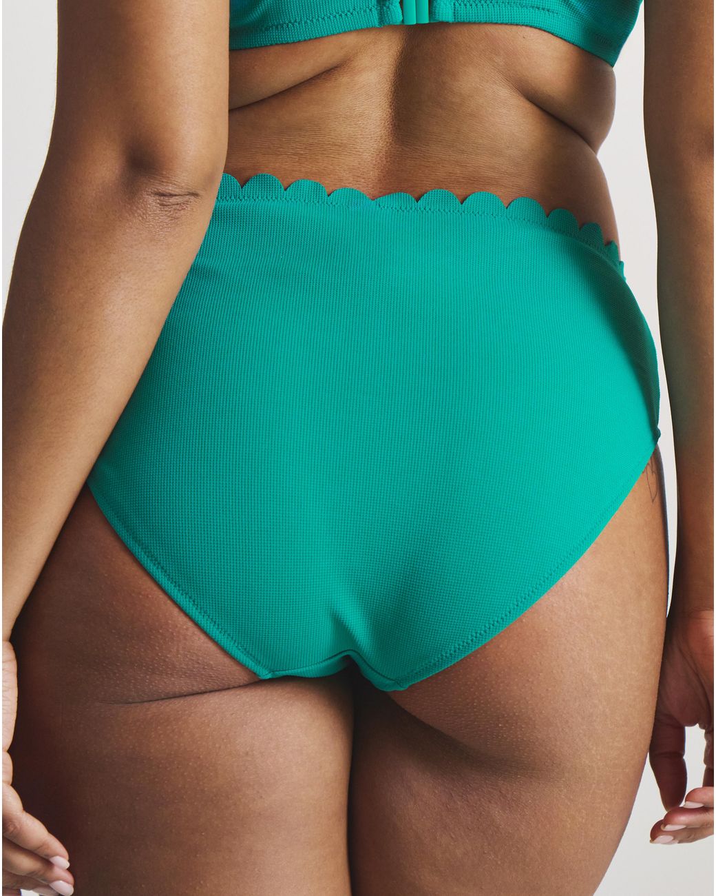 MAGISCULPT Blue Scallop Edge High Waist Bikini Bottoms