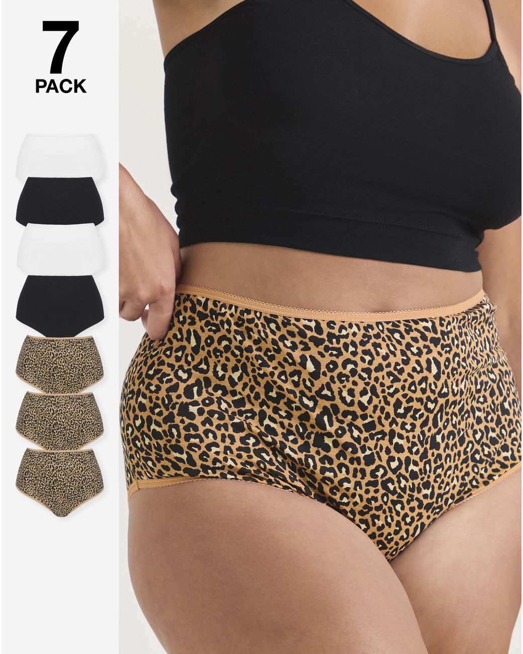 Pretty Secrets Black 7 Pack Full Fit Knickers