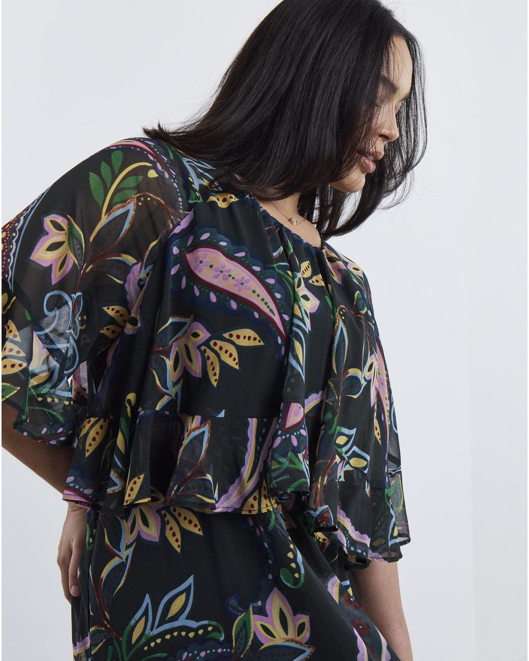 Simply Be Multicolor Paisley Cape Detail Maxi Dress