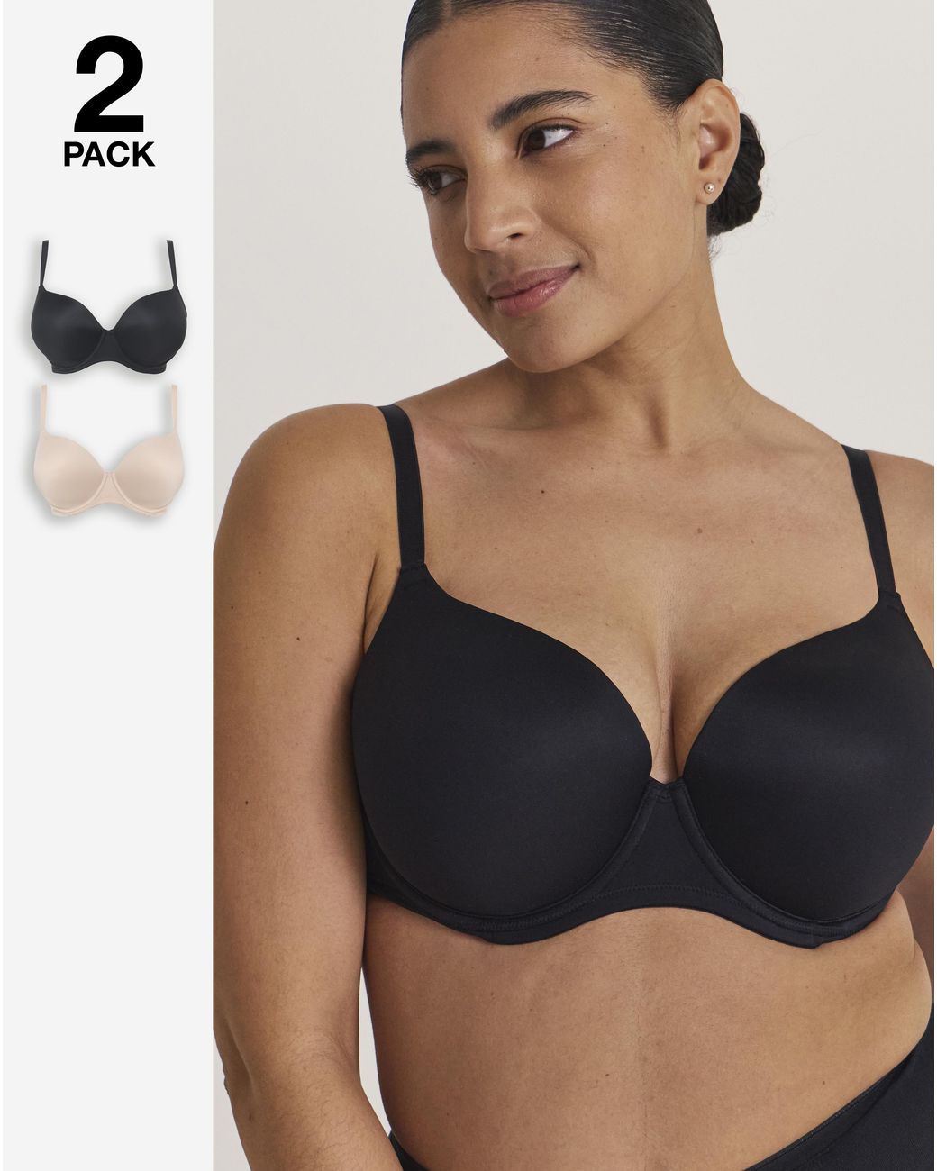 Pretty Secrets Black 2 Pack Smoothing Microfibre T-Shirt Bras
