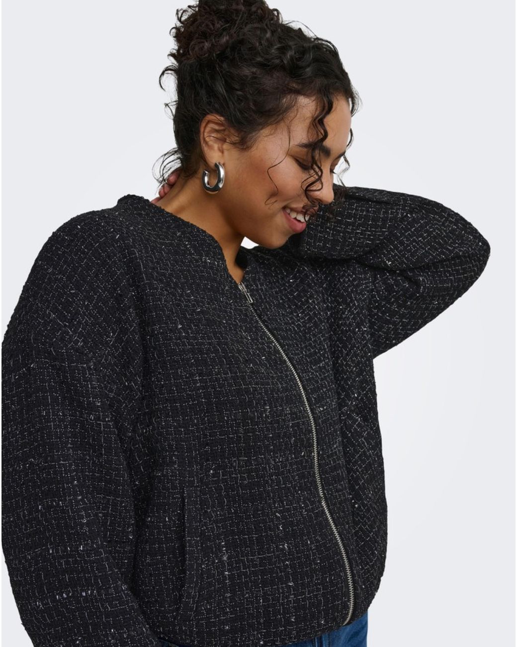 ONLY Blue Boucle Glitter Bomber