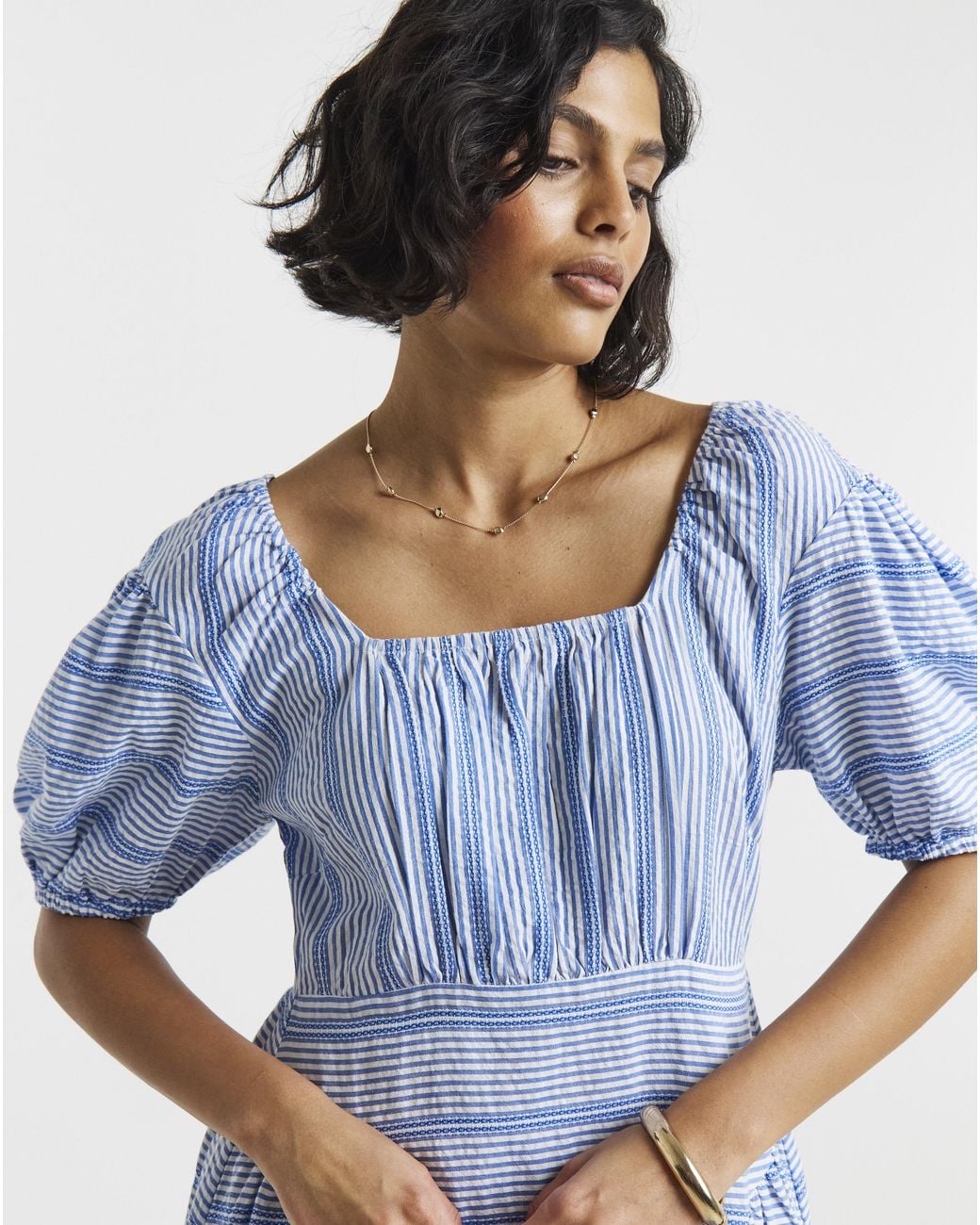 Native Youth Blue Ny Waist Gathered Midi