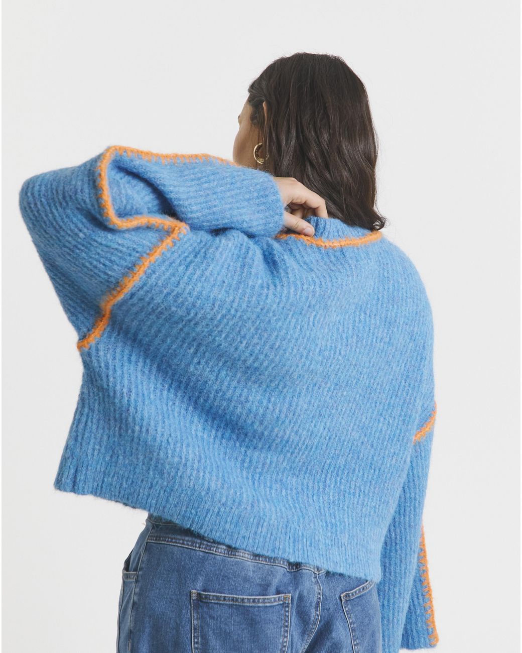 Native Youth Blue Mohair Like Bell Jumper