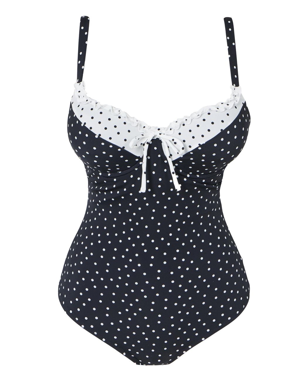 Figleaves Blue Spot Tie Front Underwired Swimsuit