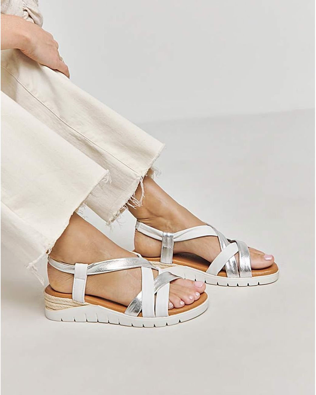 JD Williams Natural Leather Tubular Sandal Eee Fit