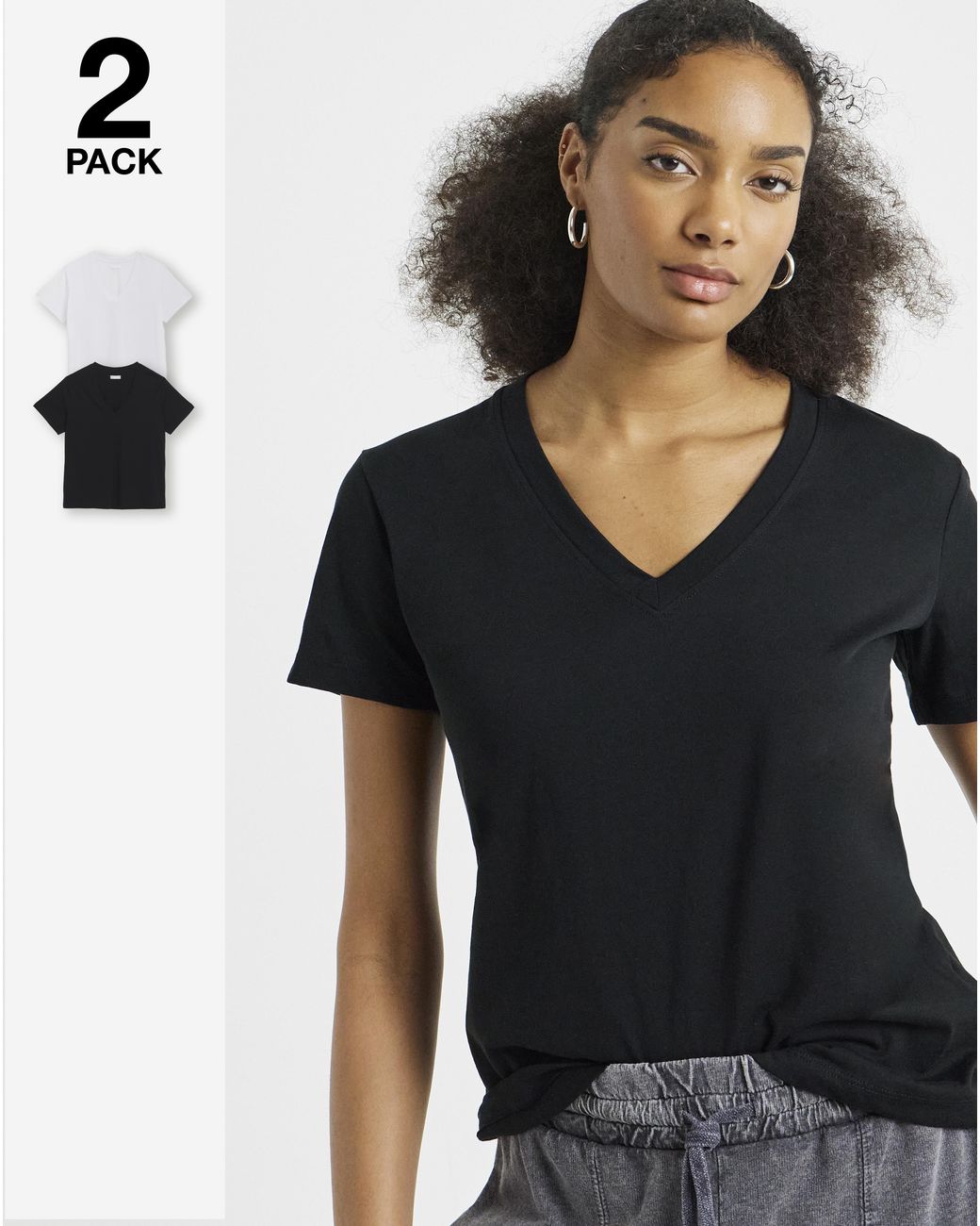 Simply Be White 2 Pack Longline V Neck T-Shirts
