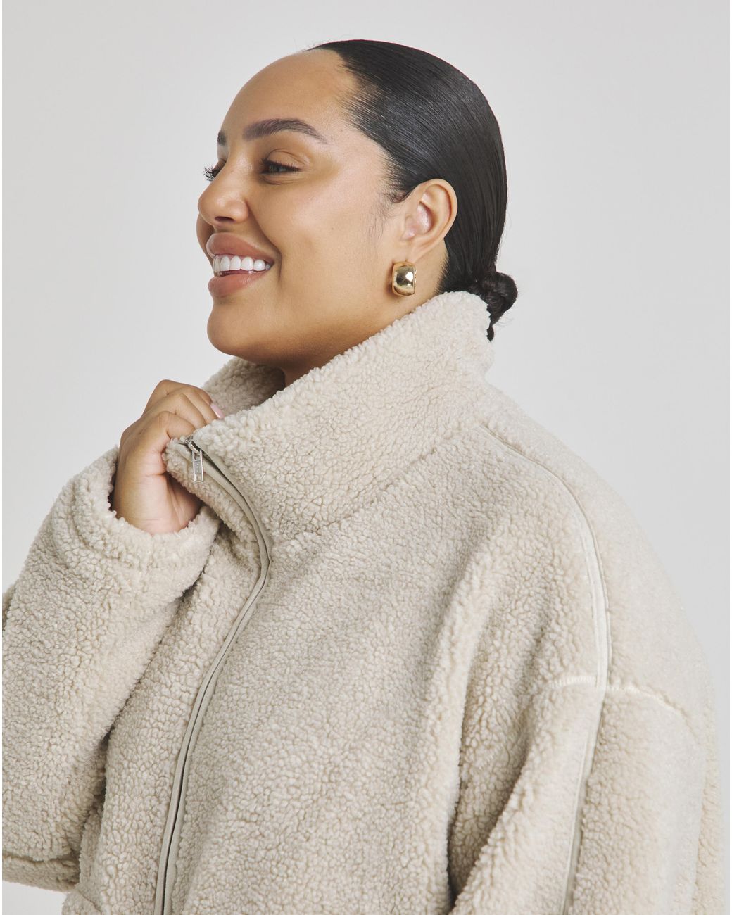Simply Be Natural Borg Teddy Mix Jacket