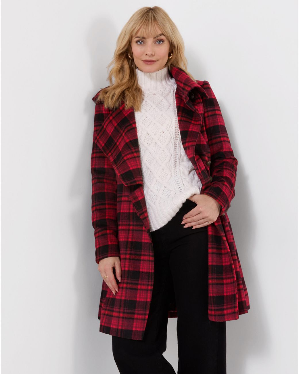 Joe Browns Red Autumn Days Check Coat