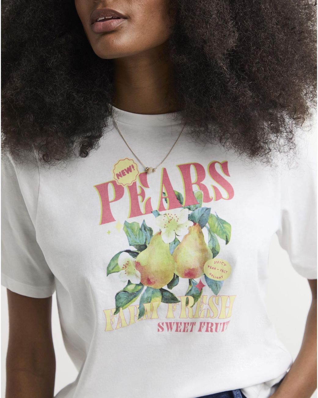 Pieces White Gina Ss Printed Jersey T-Shirt
