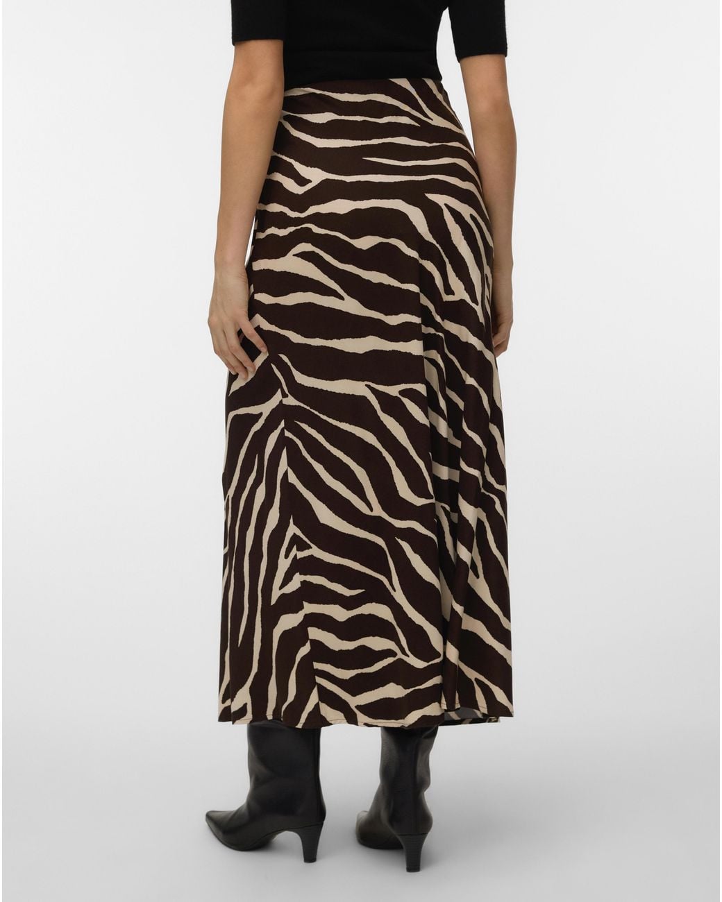 Vero Moda Black Maddie Zebra Ankle Skirt