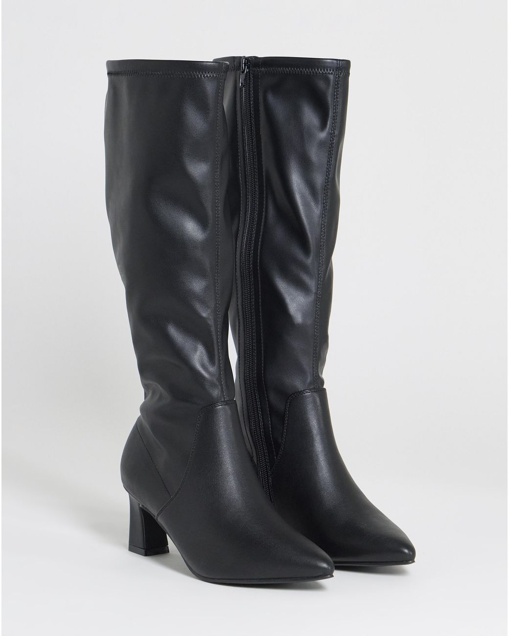 JD Williams Black Knee High Sock Boots E Fit Std