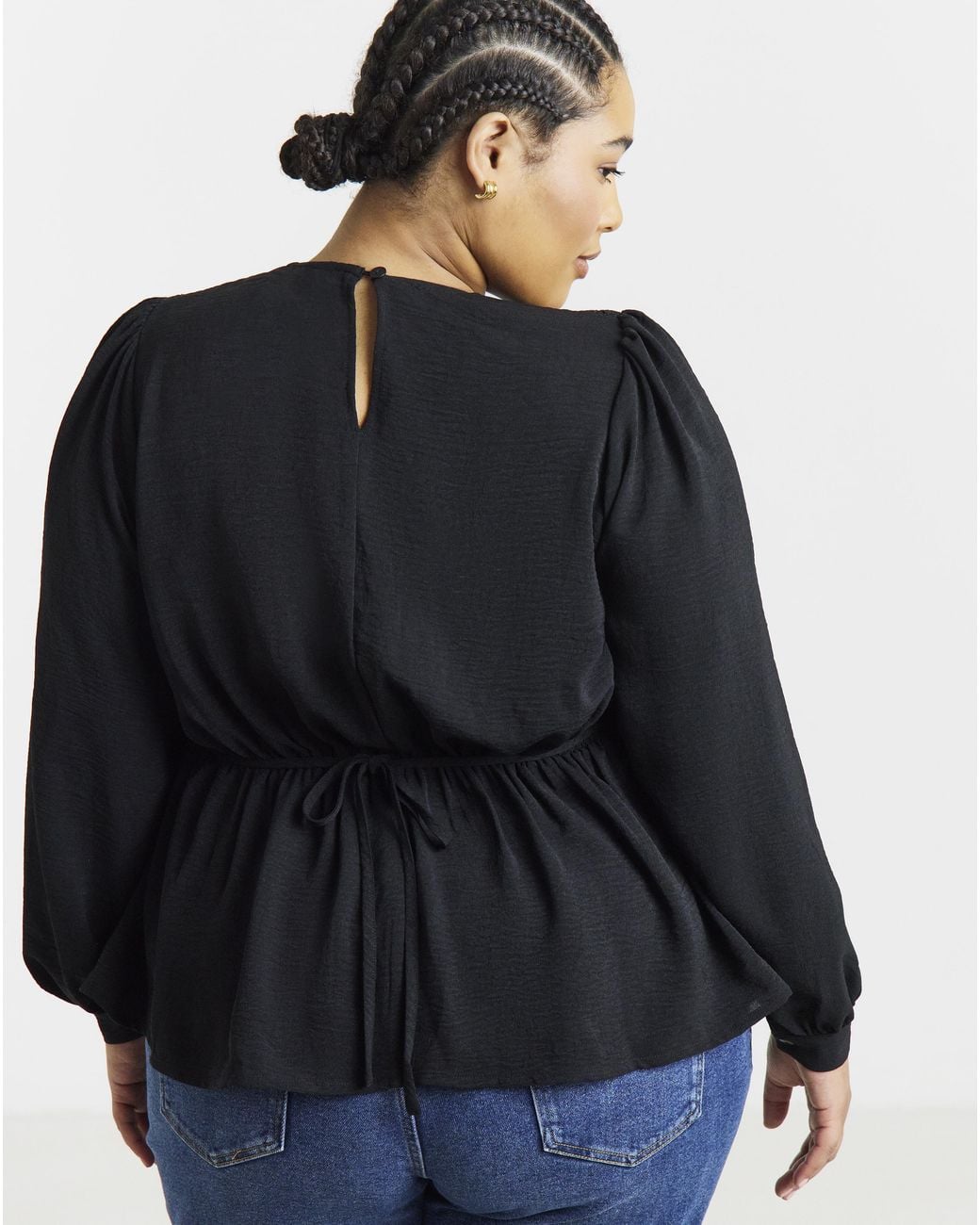 Simply Be Black Lace Insert Blouse