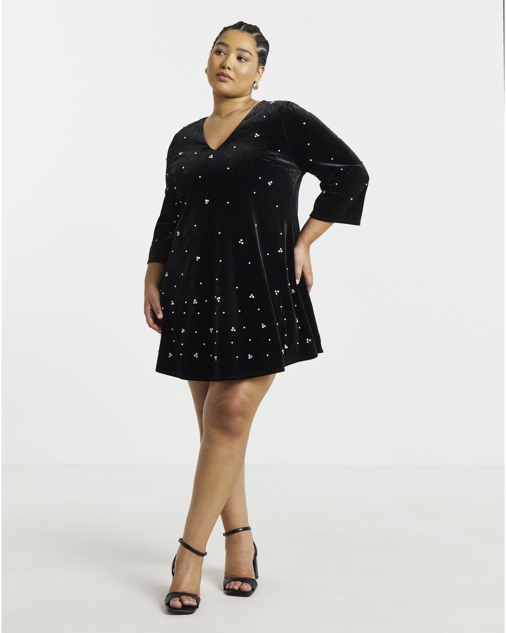 Joanna Hope Black Embellished Shift Dress