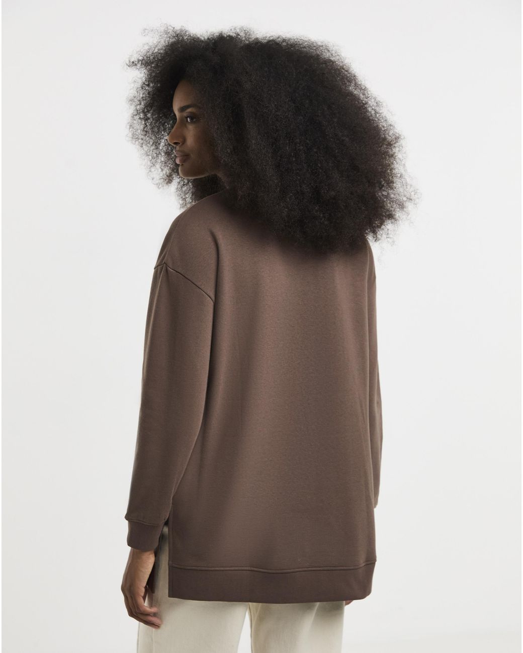 Simply Be Brown Side Split Sweatshirt Tunic
