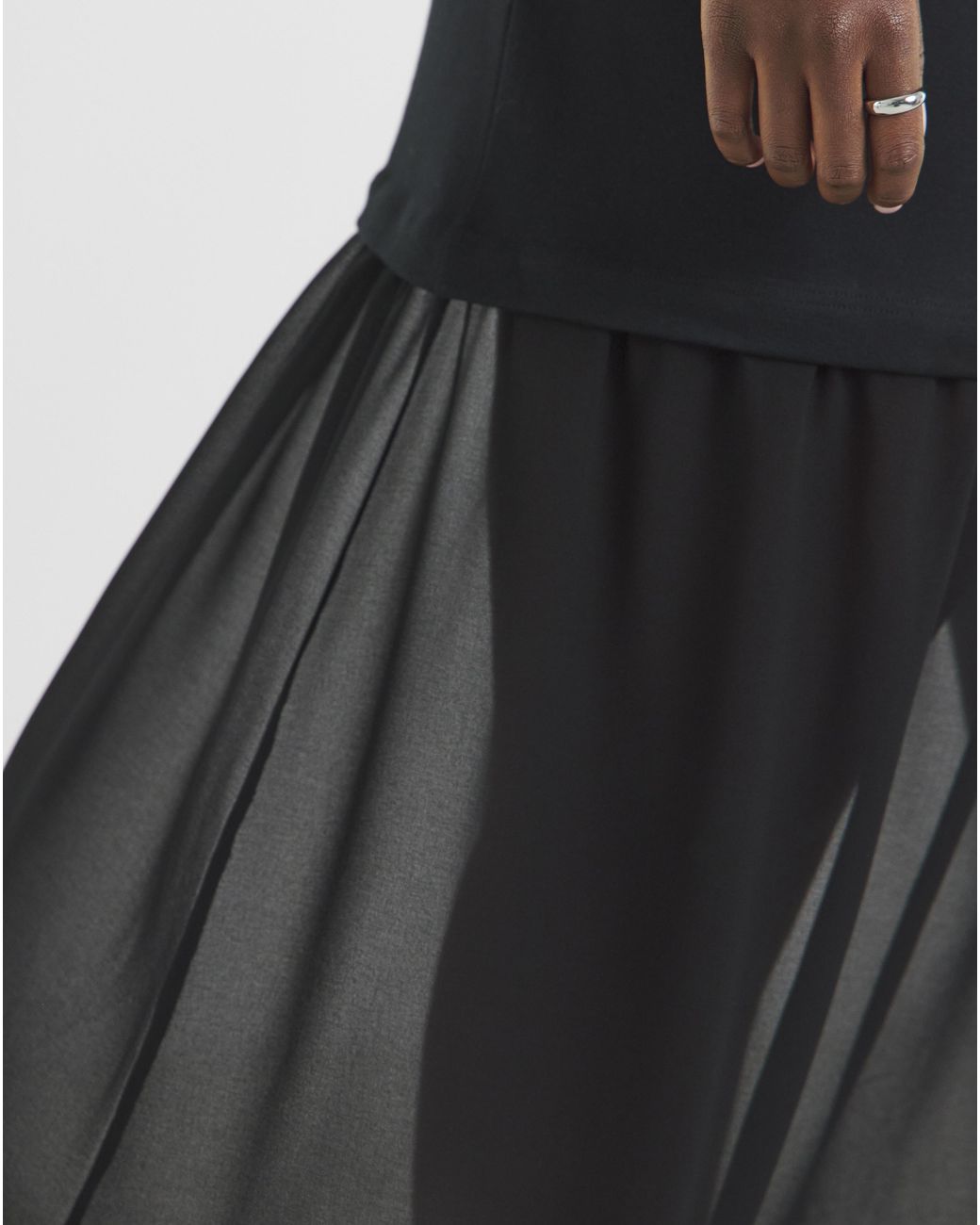 Simply Be Black 1 T-Shirt Sheer Hem Midi Dress
