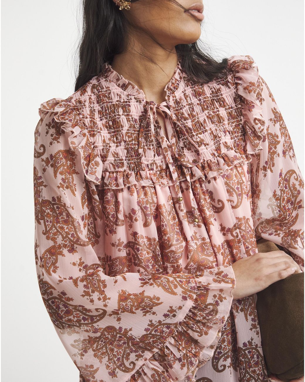 Simply Be Pink Chiffon Yoke Detail Blouse