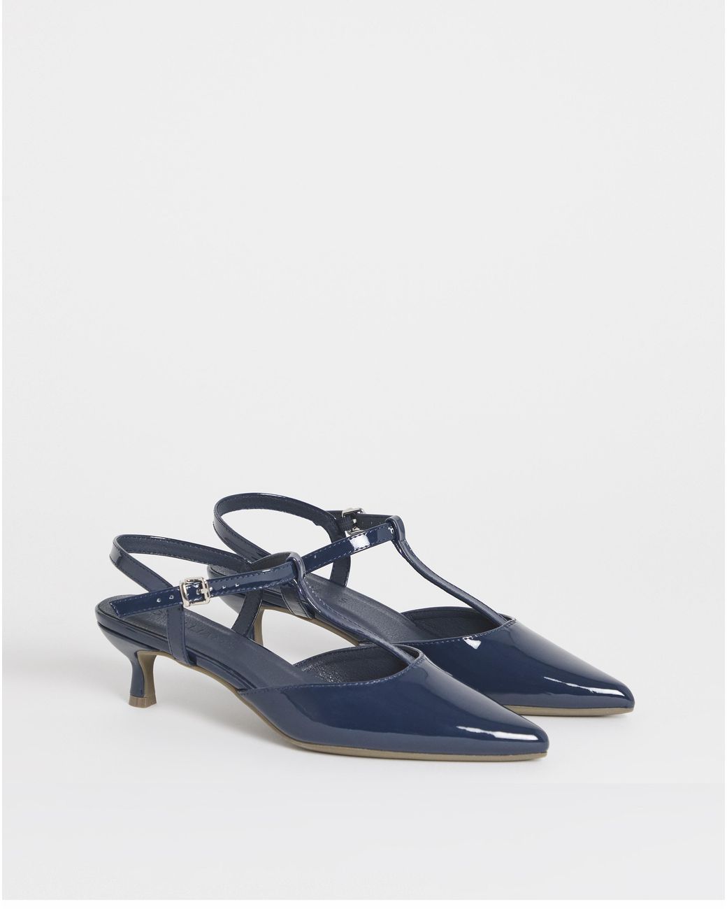 JD Williams Blue T Bar Pointed Toe Heeled Shoes Wide