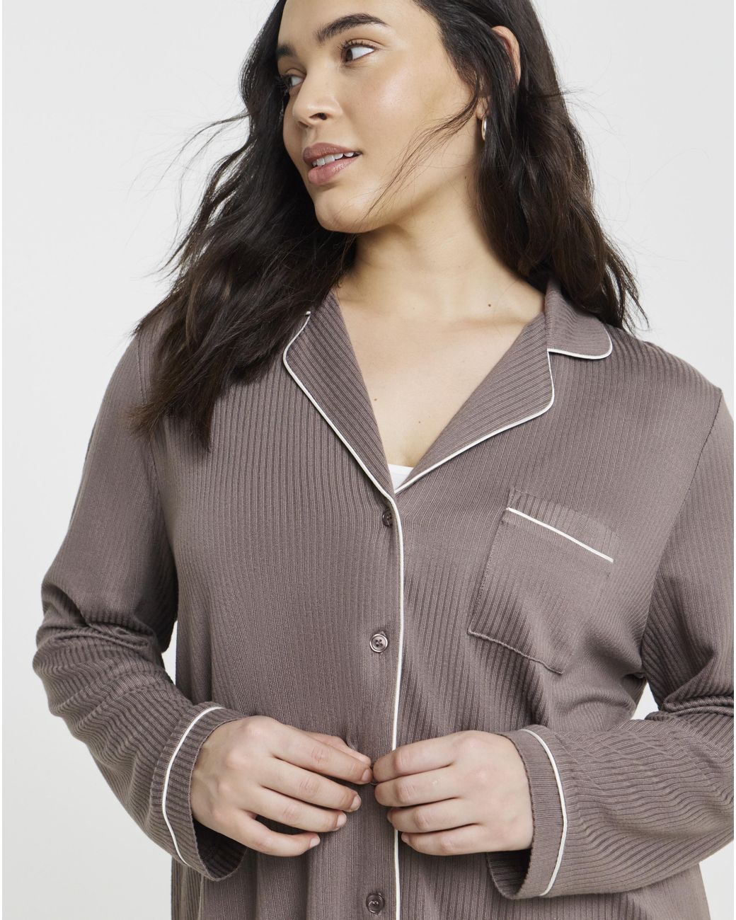Pretty Secrets Brown Brushed Rib Pyjama Set