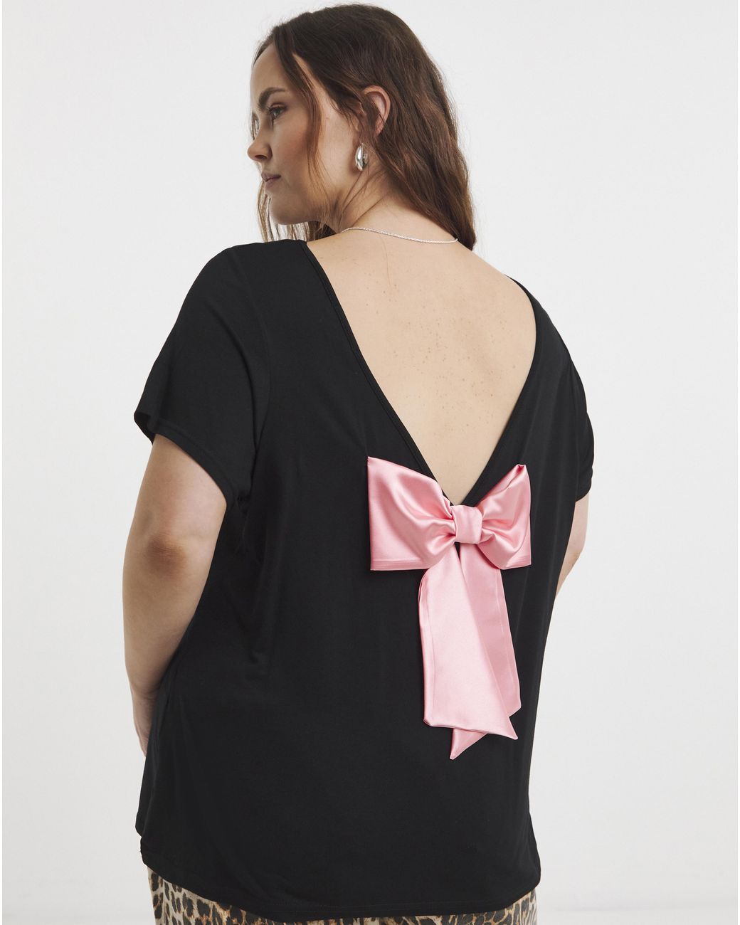 Simply Be Multicolor Satin Bow Back Top