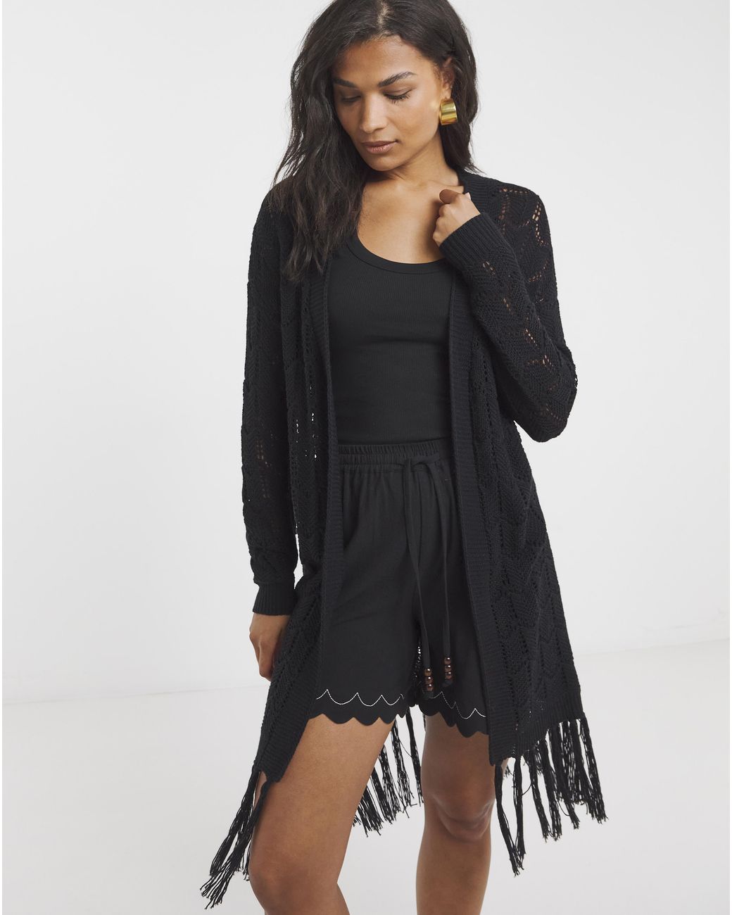 Simply Be Blue Fringe Cardigan