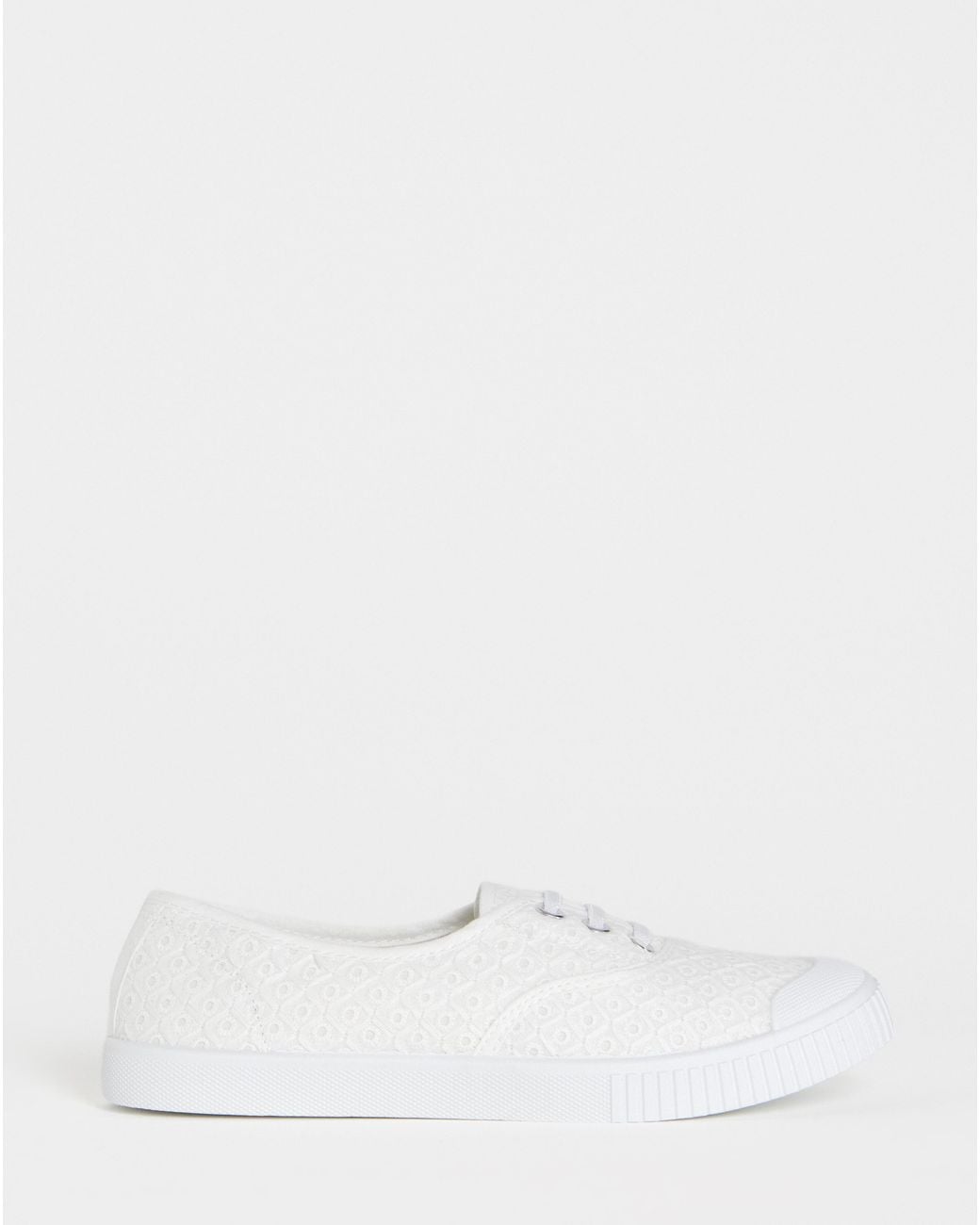 Simply Be White Lace Up Plimsole Wide Fit
