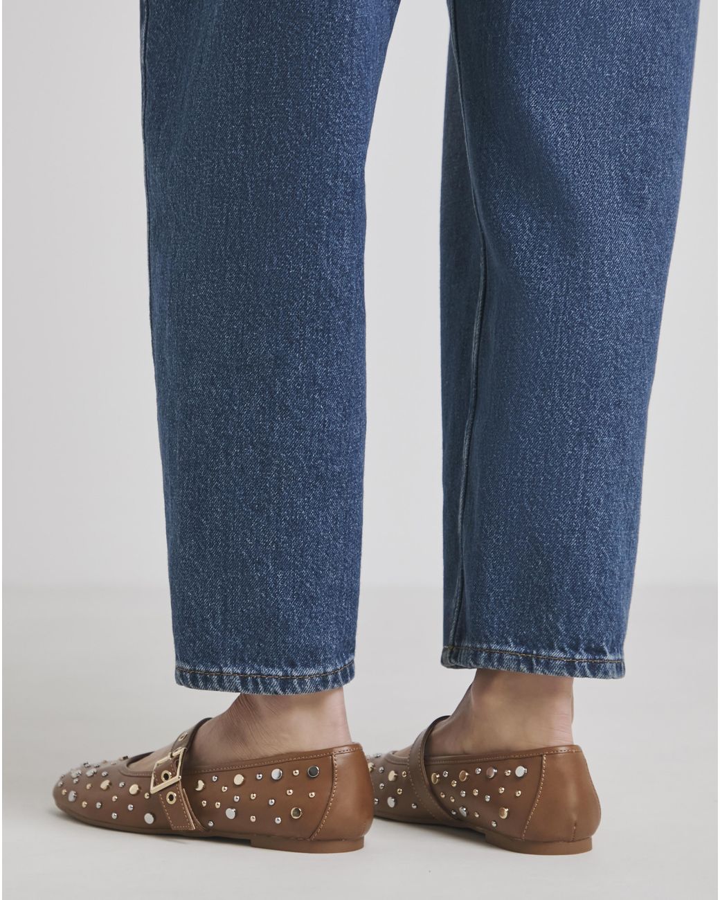 Simply Be Blue Embellished Mary Jane Flat Shoe Ex Wide