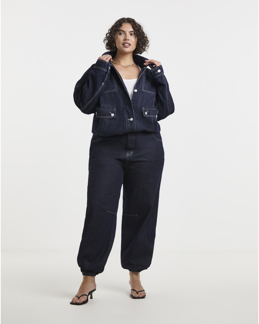 Simply Be Blue Cuffed Hem Denim Jeans