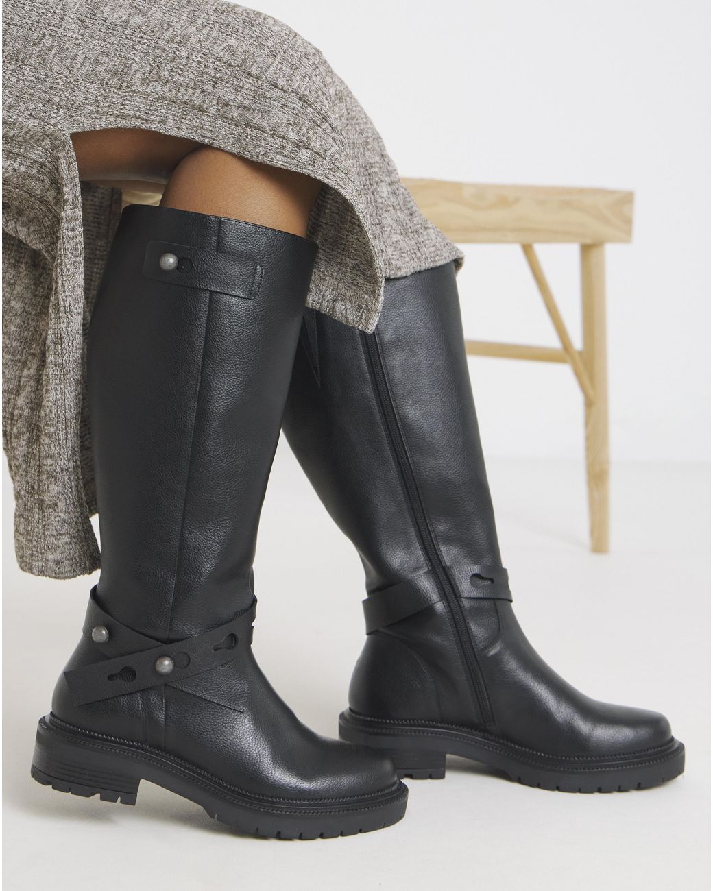 Simply Be Gray Casual Knee High Boots Wide C