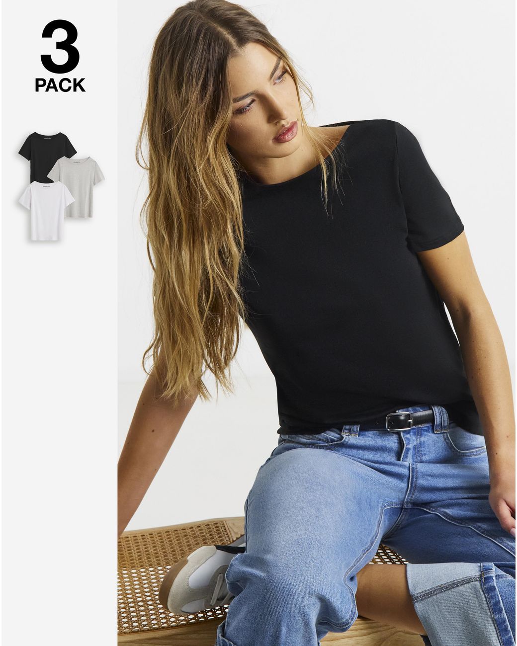 Simply Be White 3 Pack Slash Neck Tops