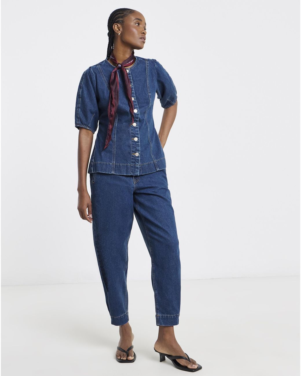 Simply Be Blue Button Through Denim Blouse