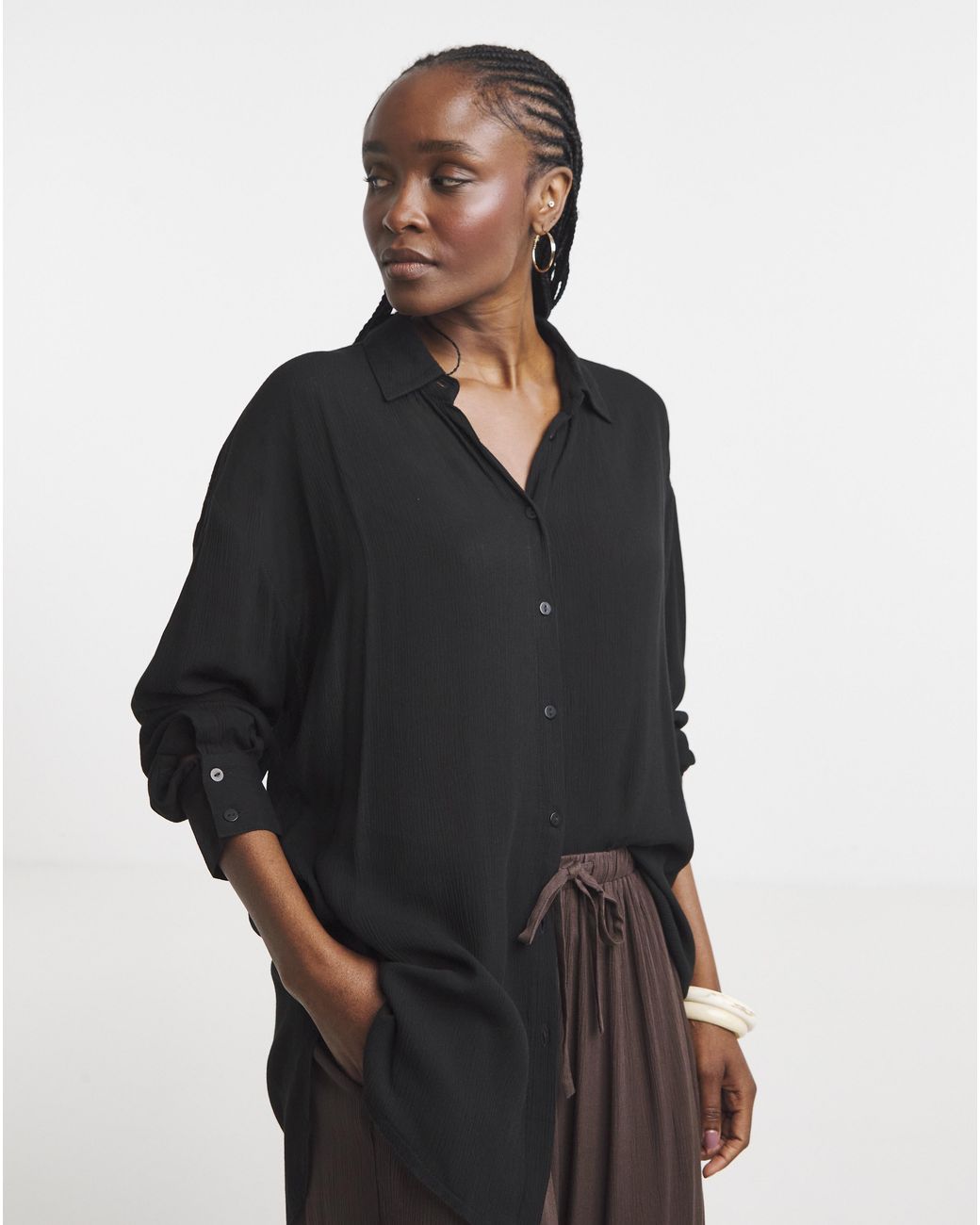 Simply Be Blue Crinkle Shirt