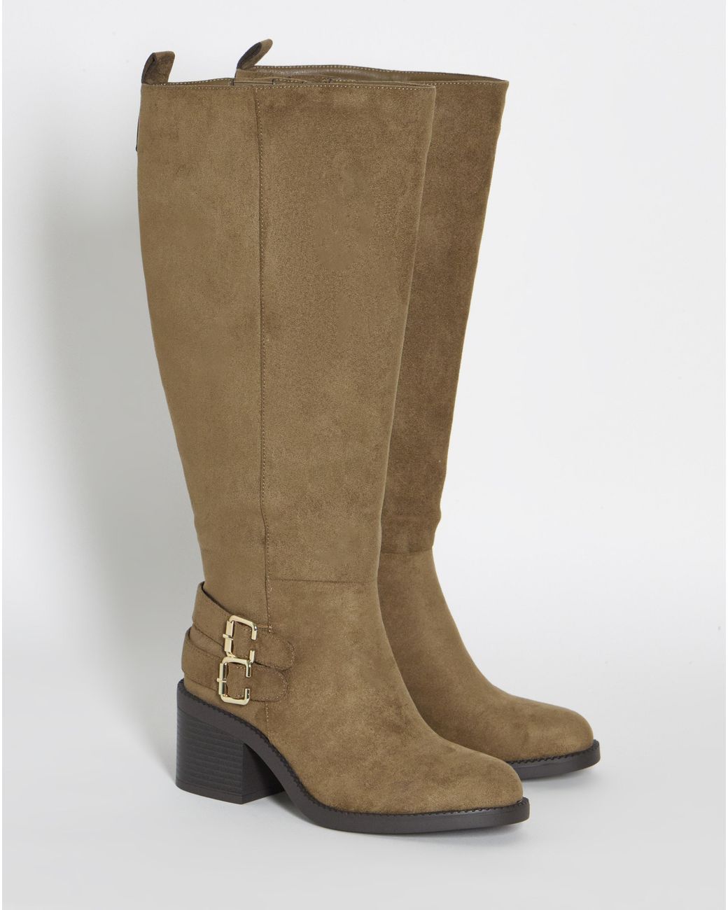 Simply Be Blue Block Heel Knee High Boot Wide C