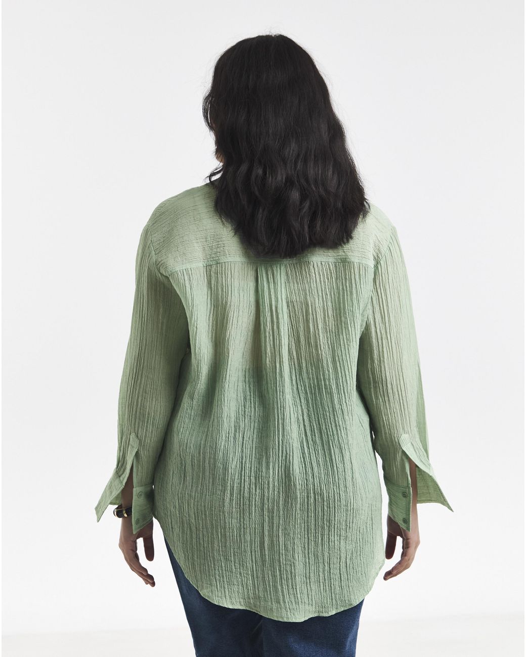 Simply Be Green Pintuck Tuxedo Shirt