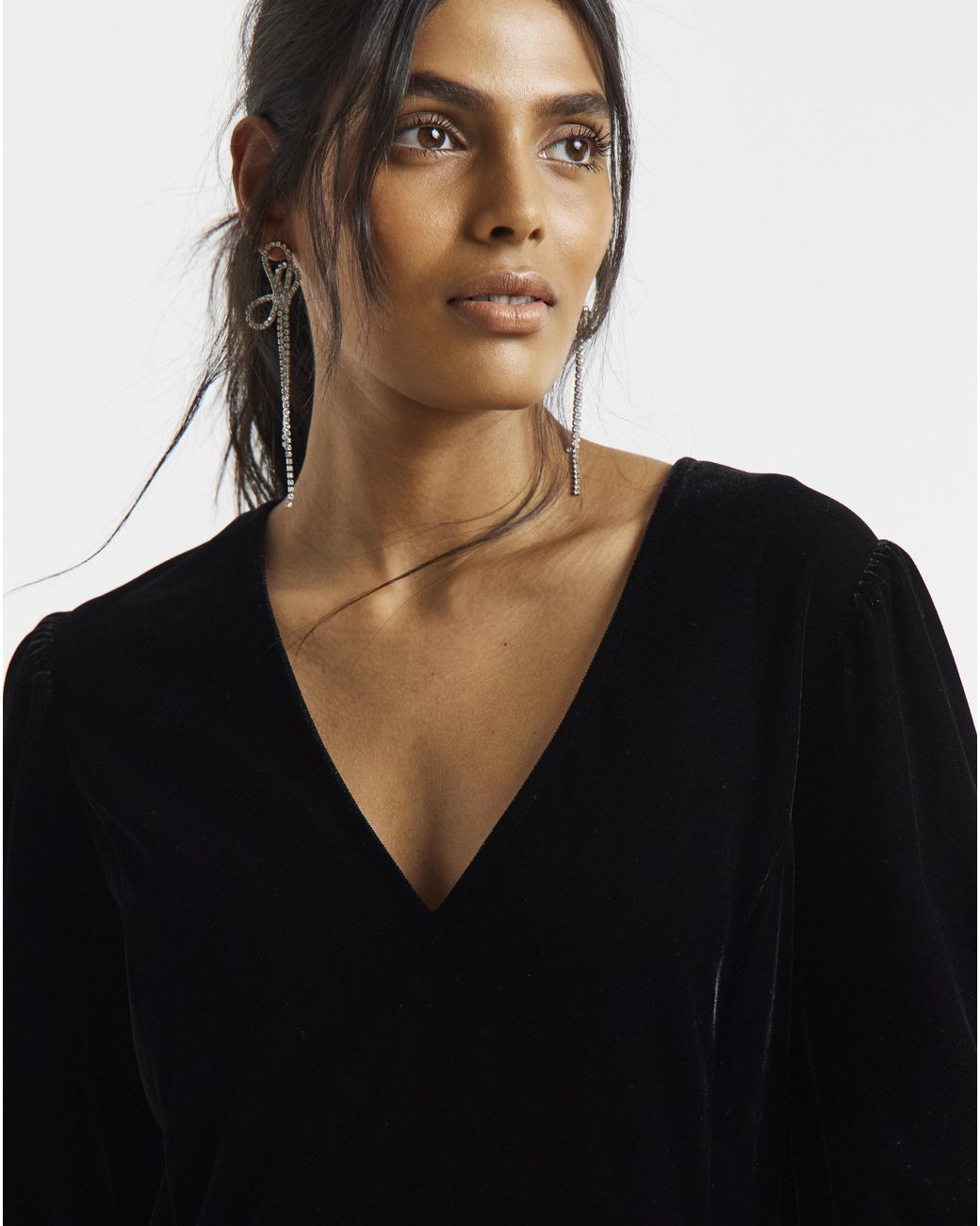 Simply Be Black Velour Godet Swing Dress