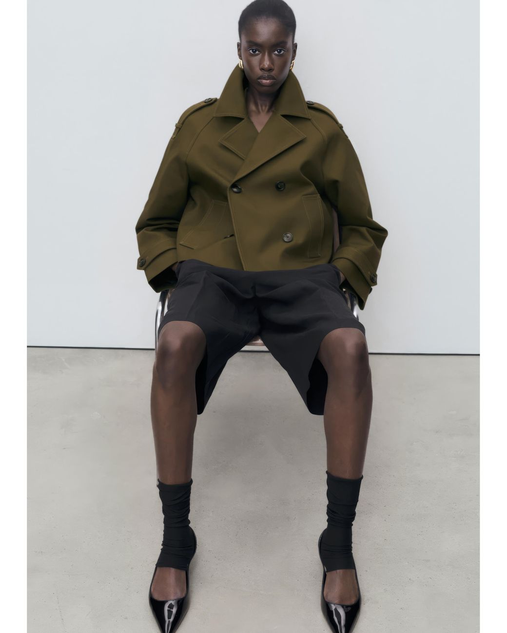 Mango Green Cropped Trenchcoat