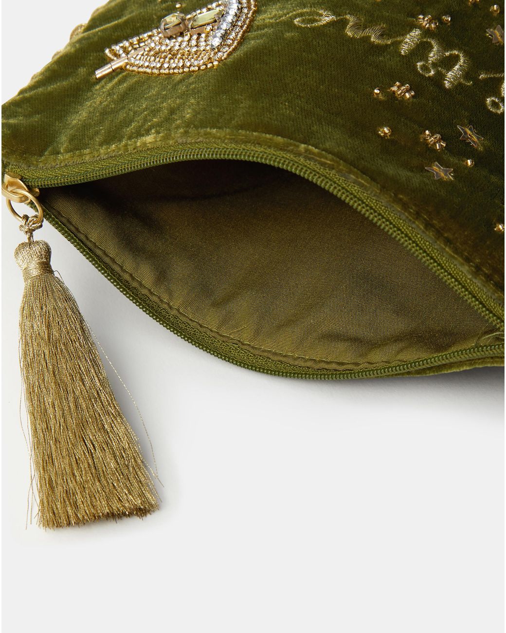 Accessorize Green Martini Velvet Pouch