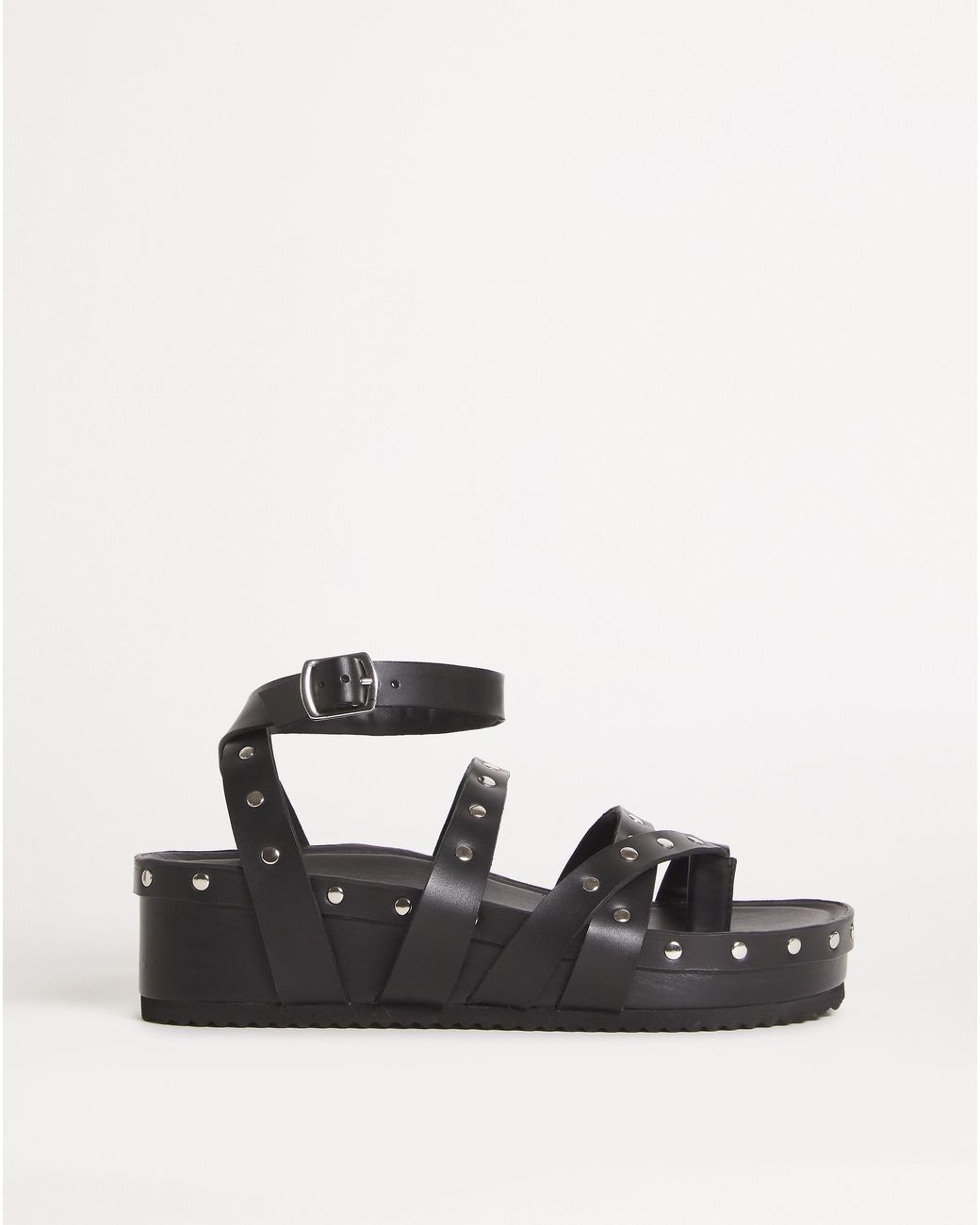 Simply Be Black Studded Footbed Sandals Wide