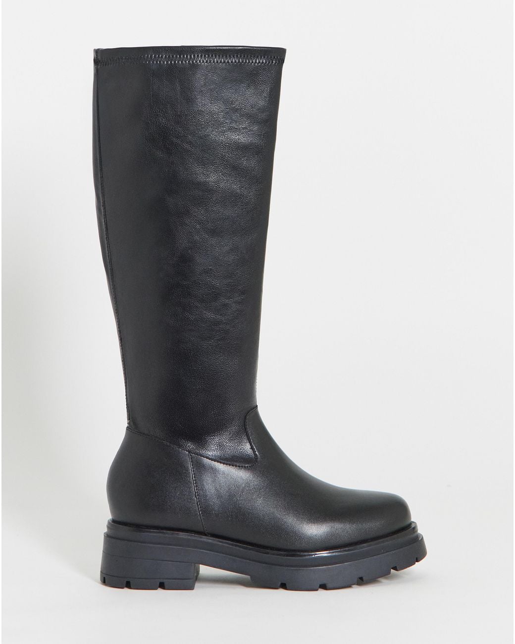 Simply Be Black Chunky Stretch Boot Ex Wide Sc