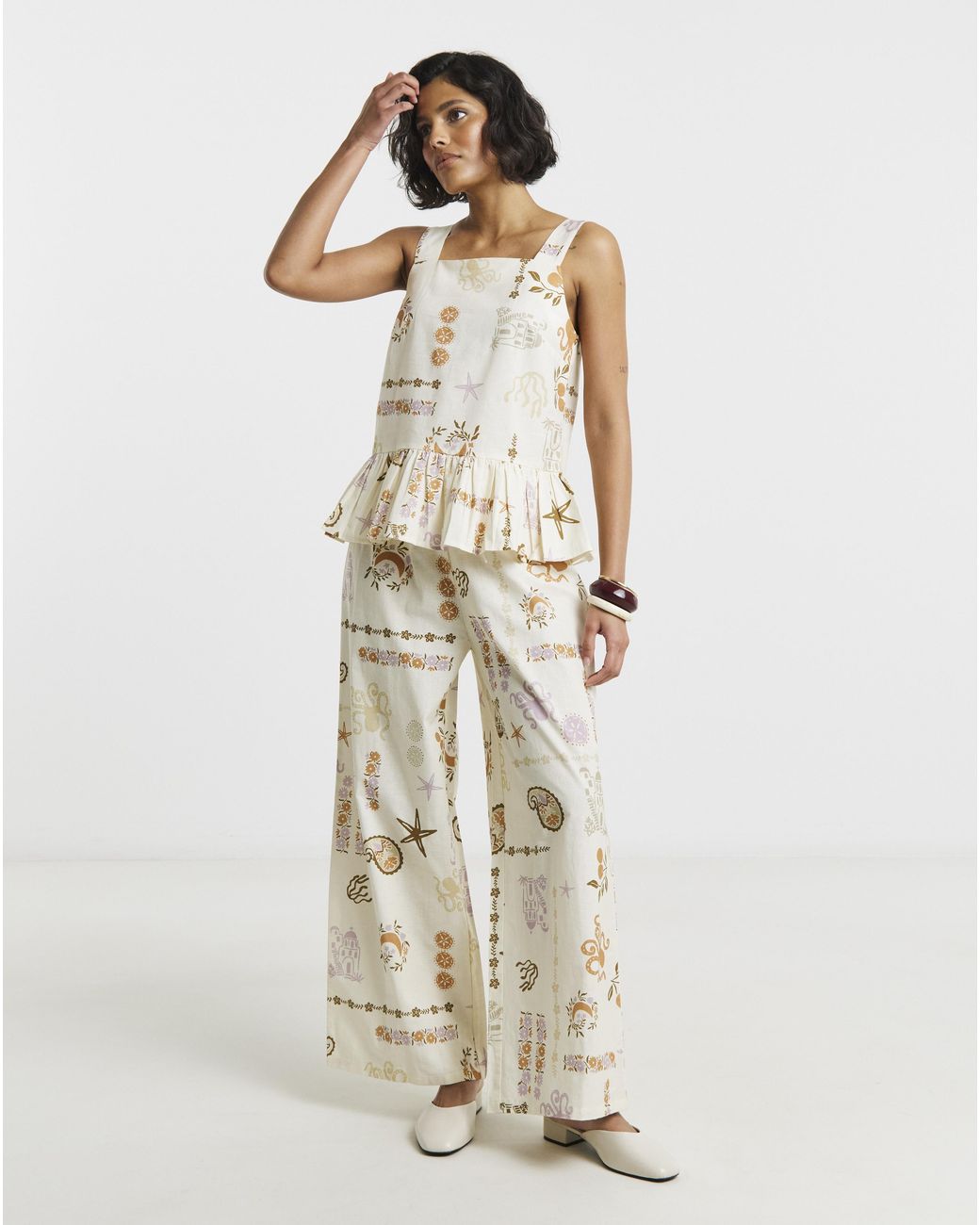 Native Youth White Ny Printed Wide Strap Top