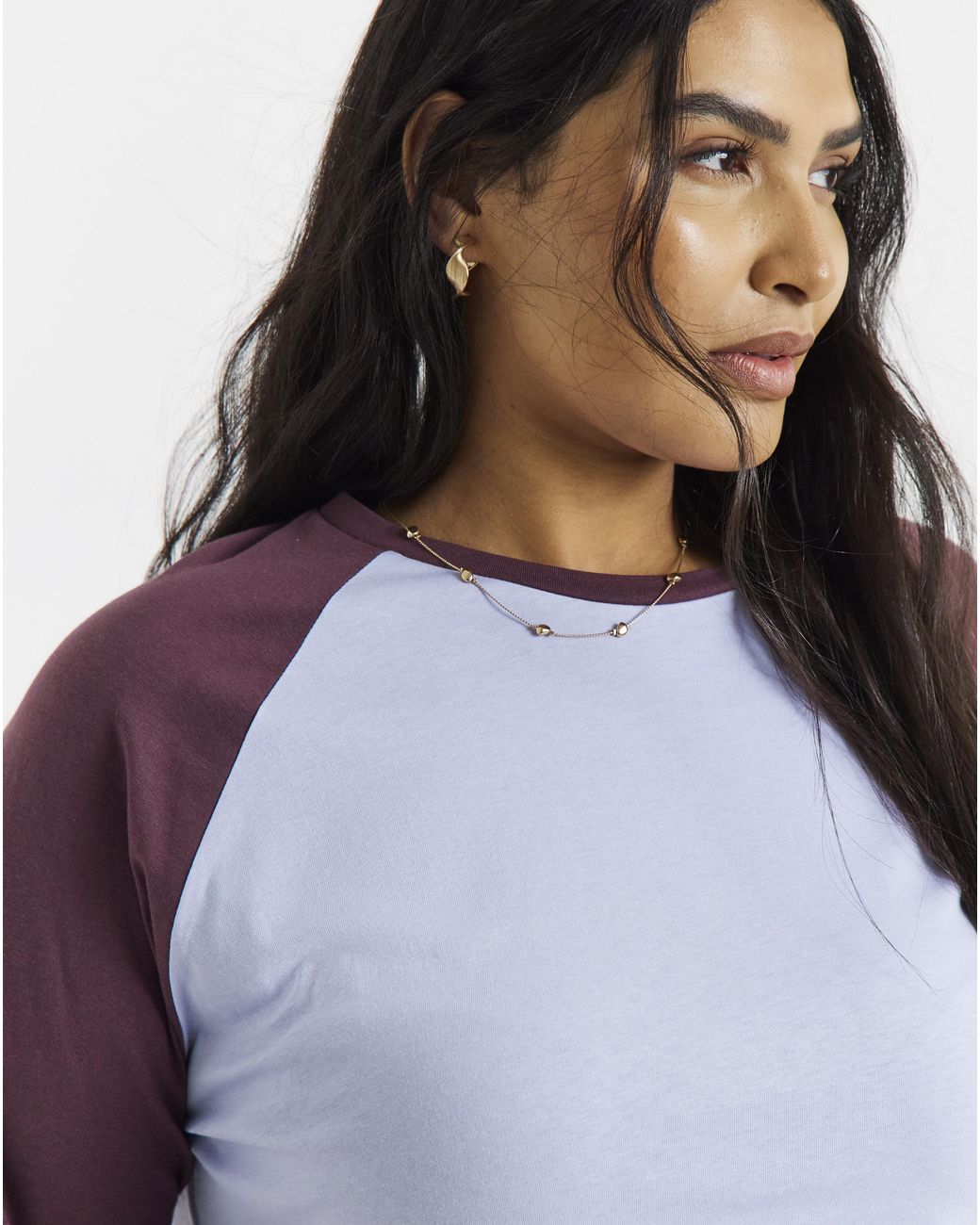 Simply Be Purple Raglan Ls T-Shirt