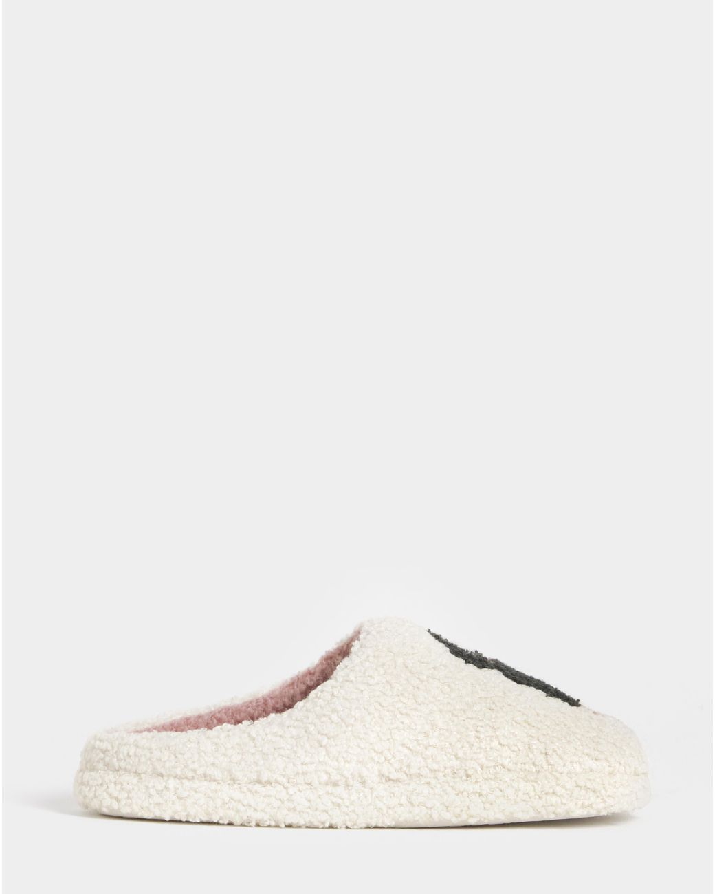 Simply Be White Dog Borg Slipper Wide
