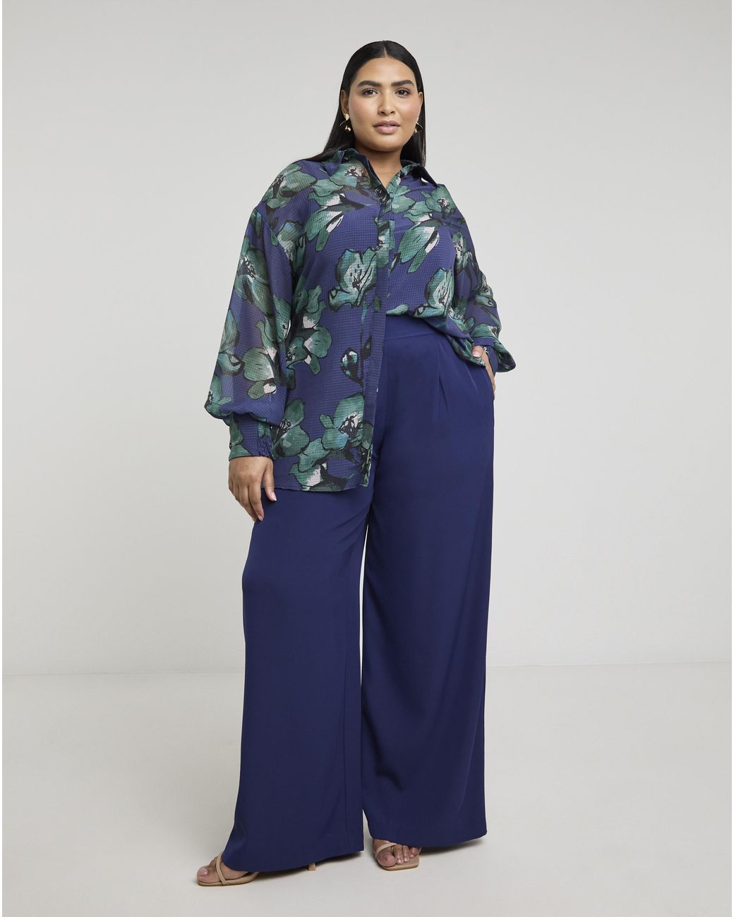 Joanna Hope Blue Wide Leg Trousers